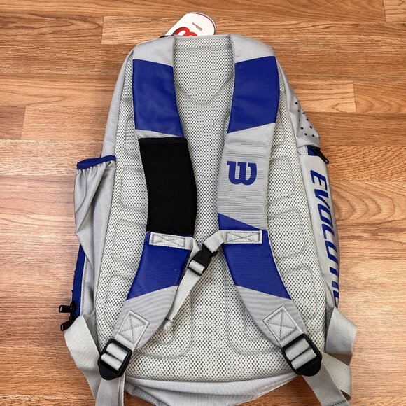Wilson Evolution Backpack Grey/Blue Fits Official Size Ball & Sneakers NEW - Picture 4 of 6